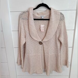 NWT VGT Y2K Crochet cream 100% cotton exaggerated collar cardigan bohemian chic